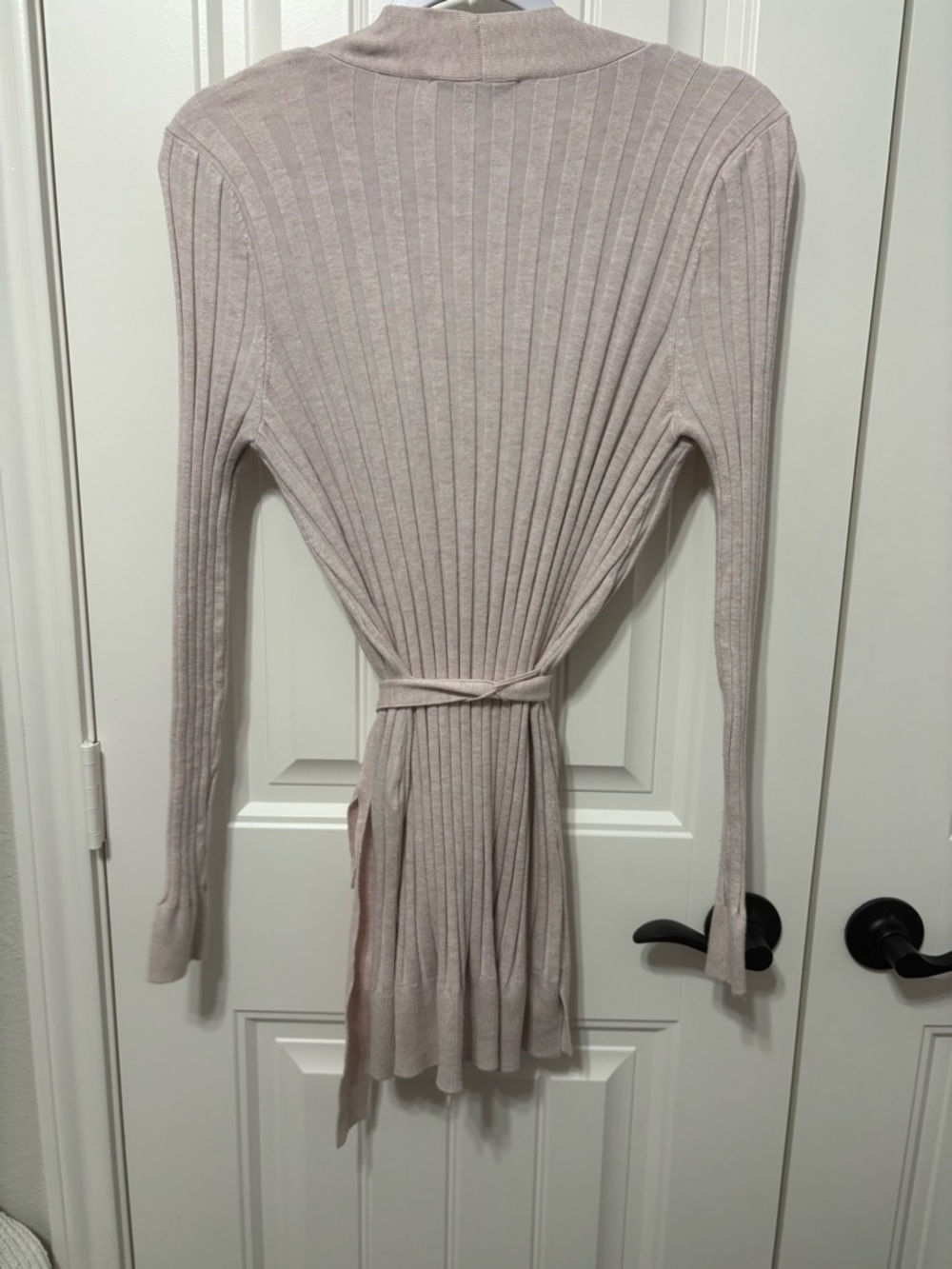 White House Black Market Blush Ribbed Open-Front Cardigan - Picture 3 of 4